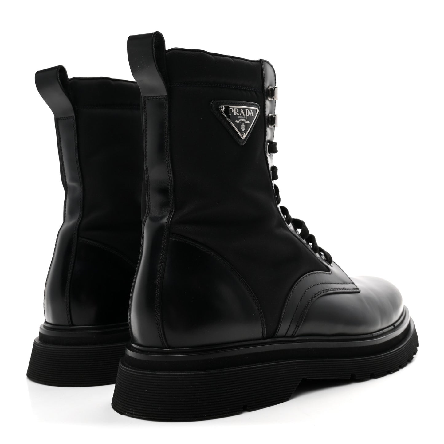 Spazzolato Rois Re-Nylon Metal Triangle Logo Mens 40mm Combat Boots 10 Black
