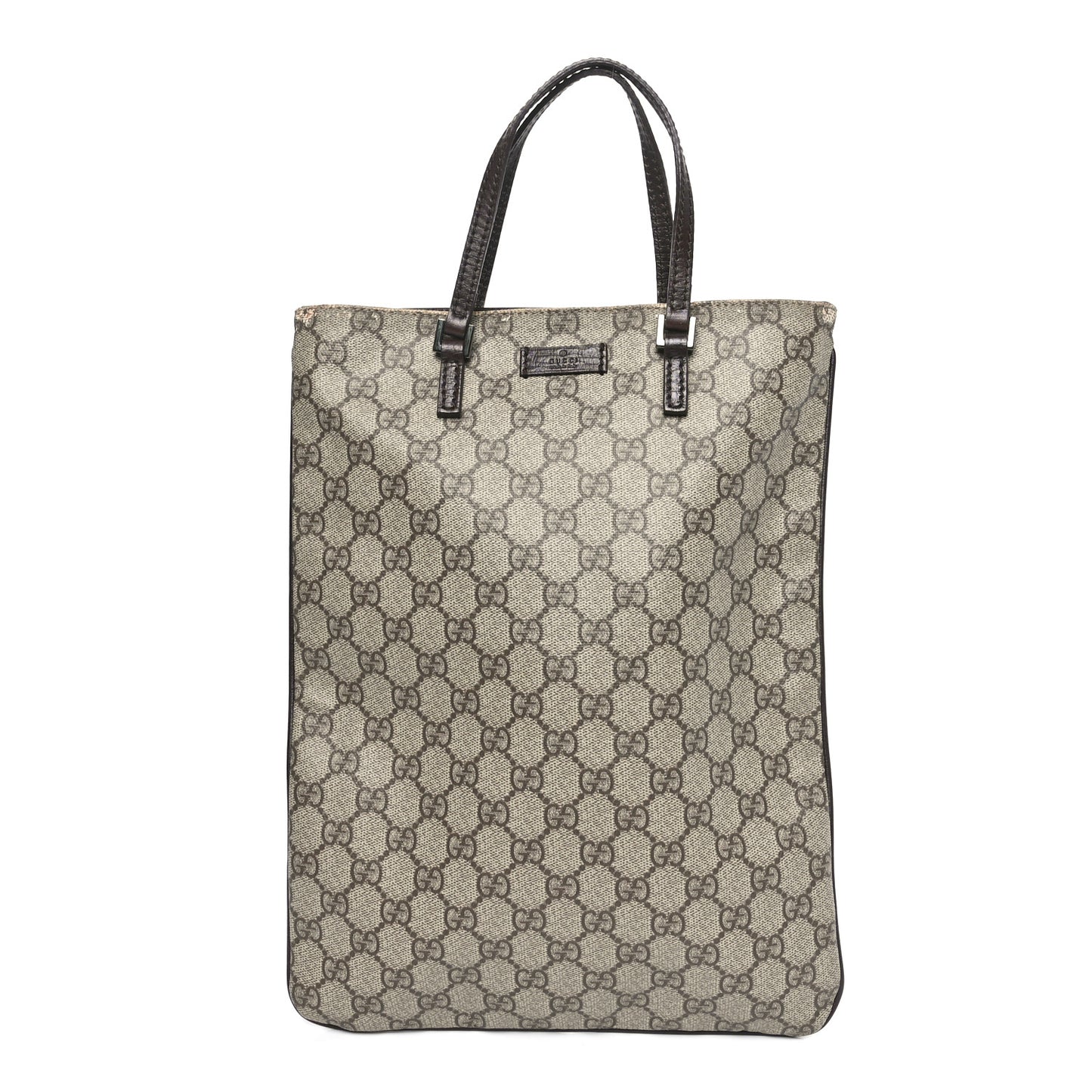 GG Plus Monogram Flat Vertical Tote Dark Brown