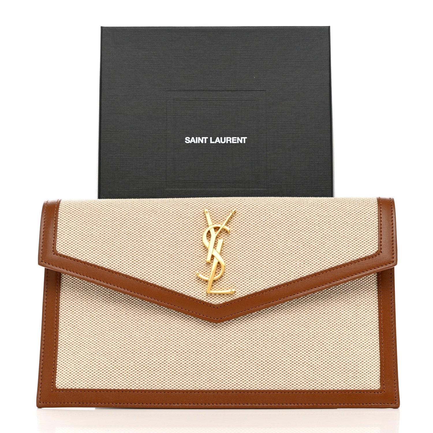Saint Laurent Canvas Uptown Pouch Natural Beige Brick 8 of 8