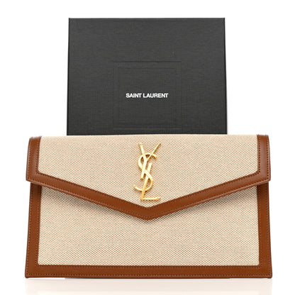 Saint Laurent Canvas Uptown Pouch Natural Beige Brick 8 of 8