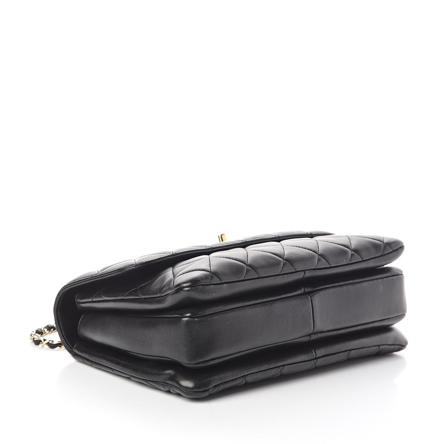 Lambskin Quilted Medium Trendy CC Flap Dual Handle Bag Black