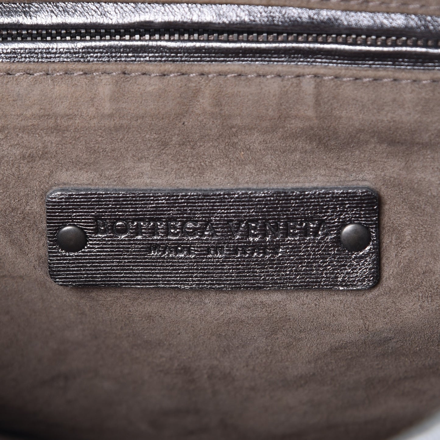 Metallic Nappa Intrecciato Pillow Crossbody Messenger Dark Grey