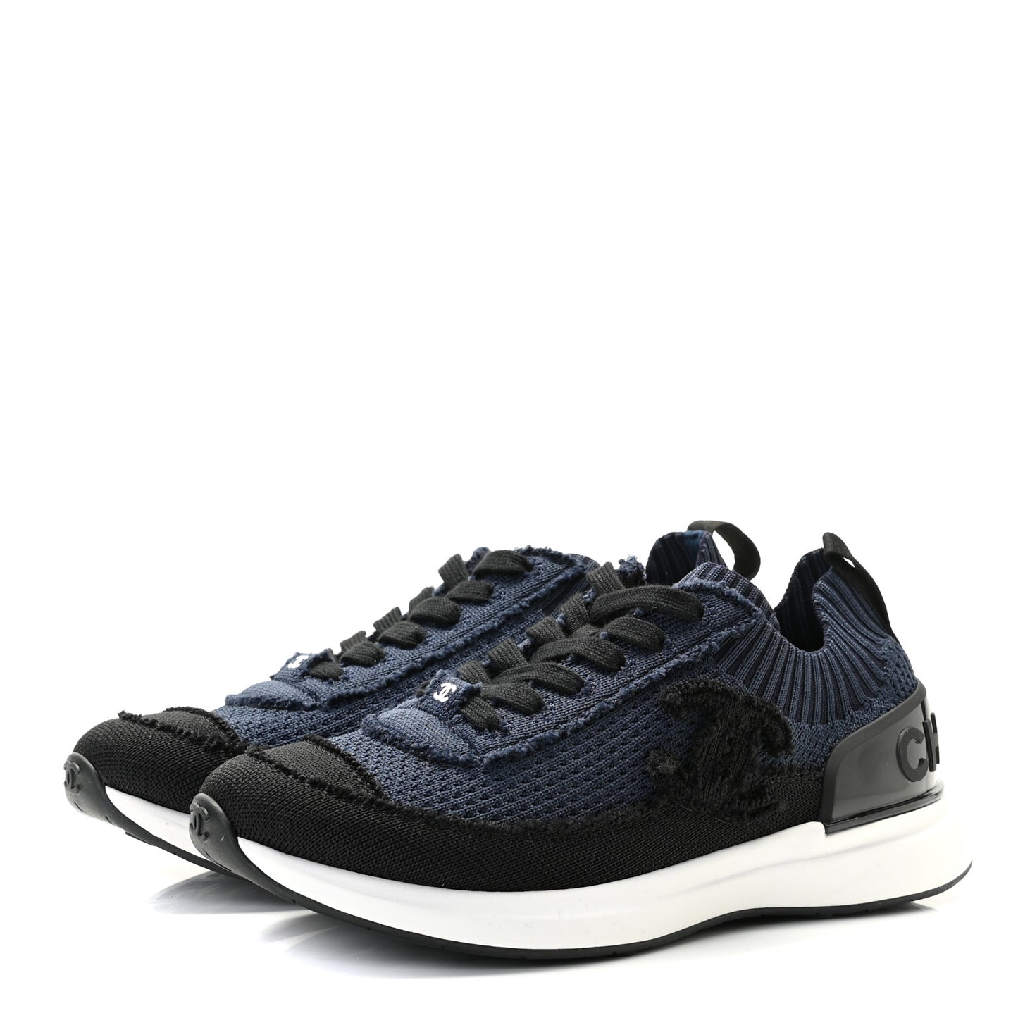 Fabric Logo Sneakers 37 Navy Black