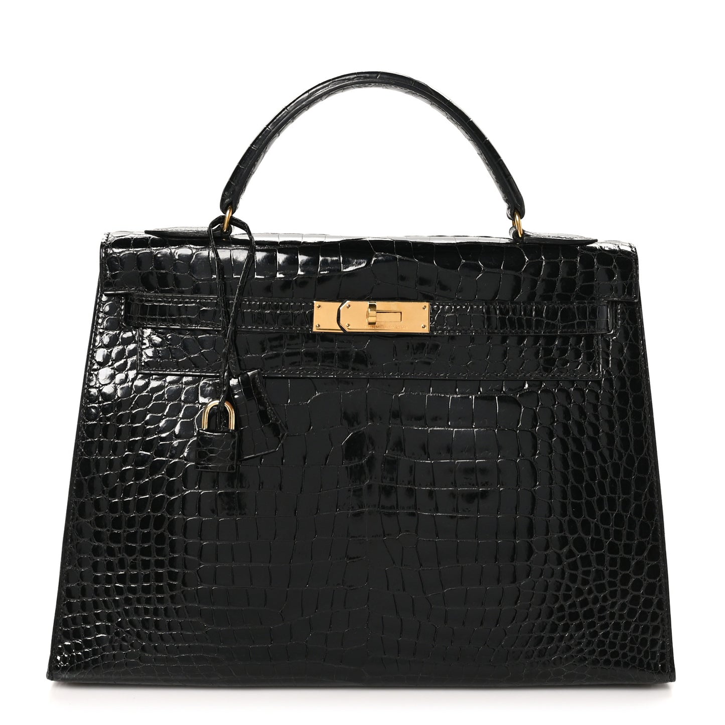 Shiny Porosus Crocodile Kelly Sellier 32 Black