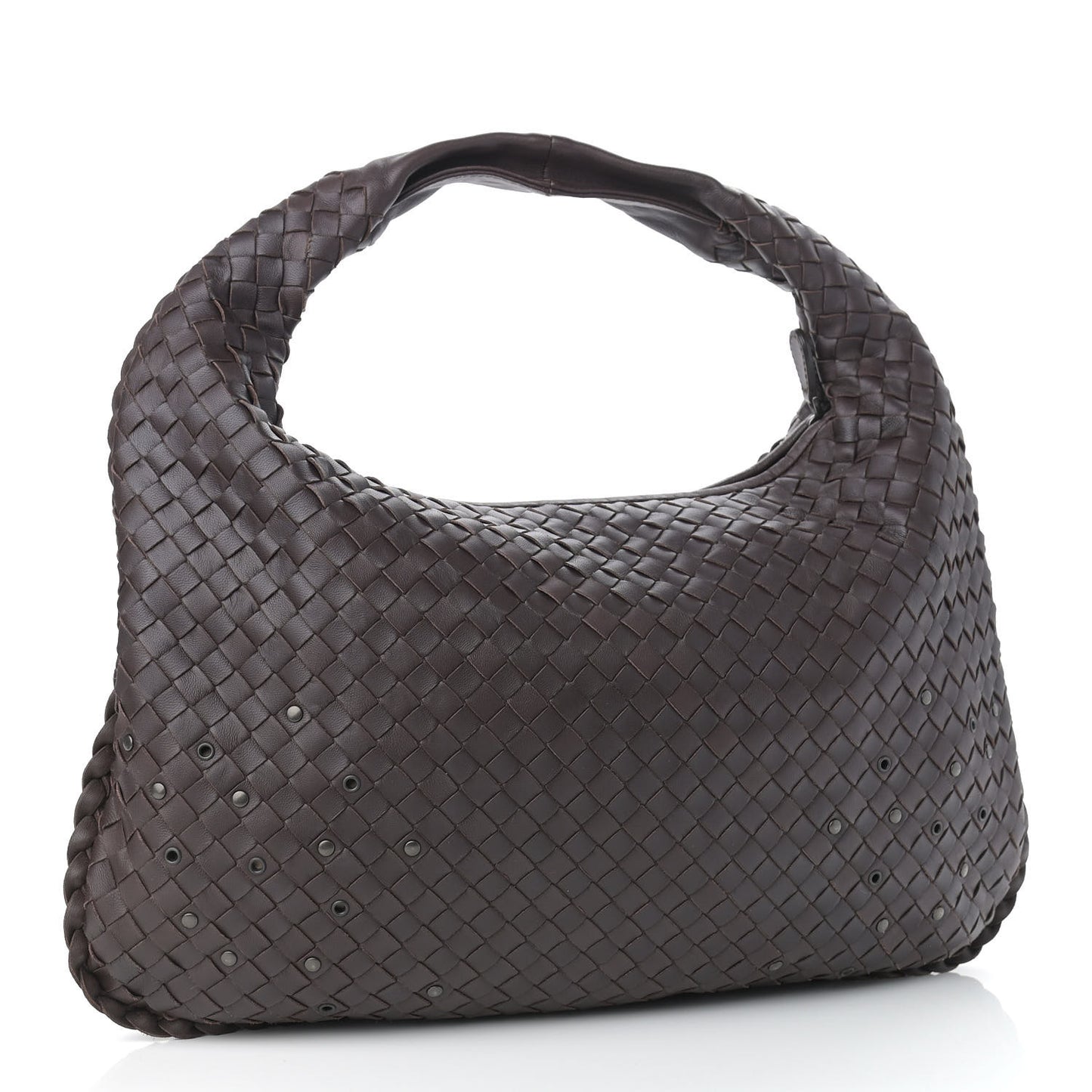 Nappa Intrecciato Studded Medium Veneta Hobo Ebano