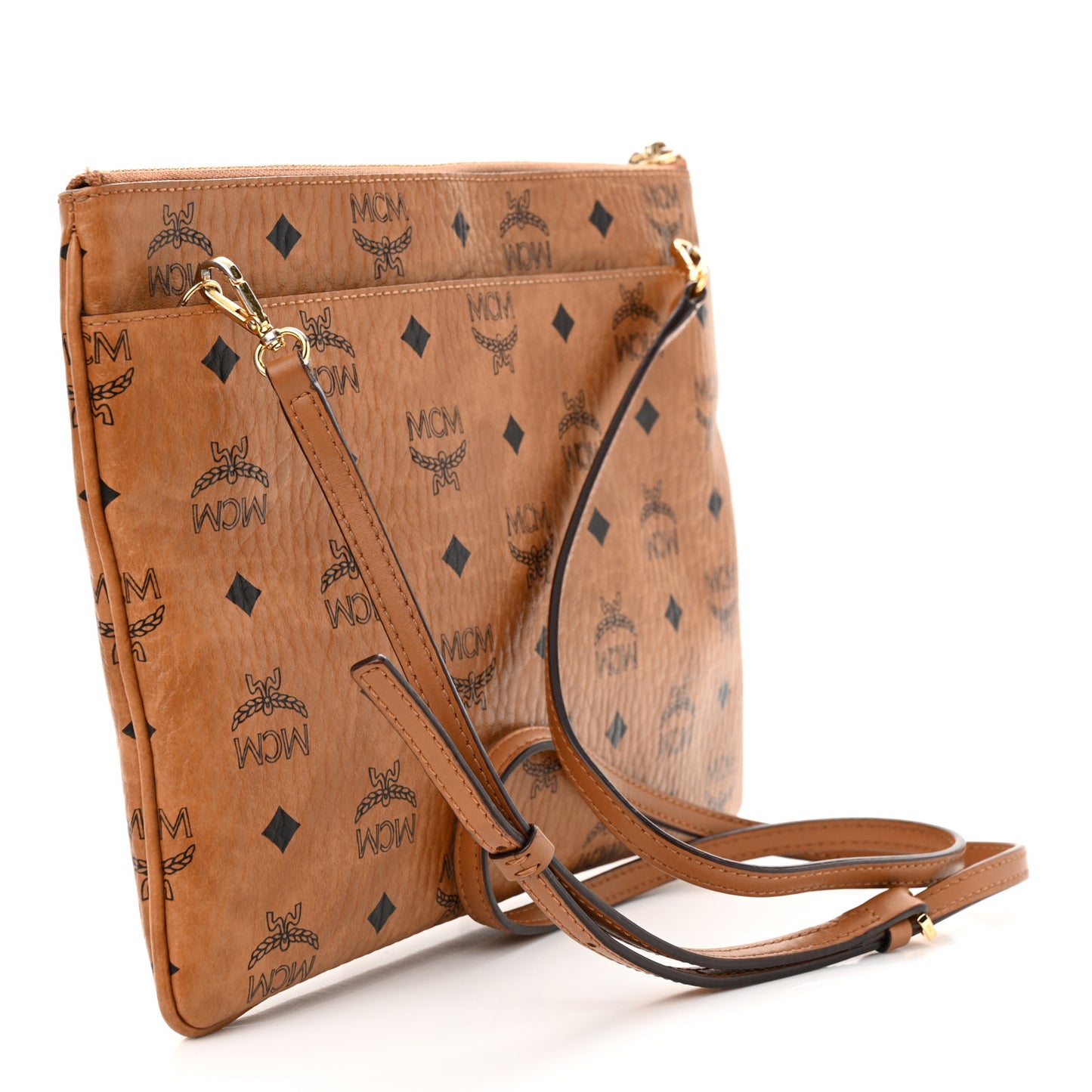 Visetos Medium Crossbody Pouch Cognac