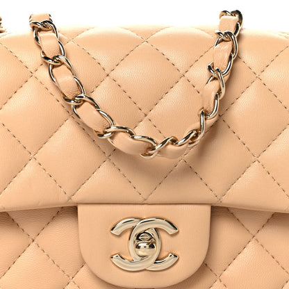 Chanel Lambskin Quilted Mini Rectangular Flap Beige 8 of 10
