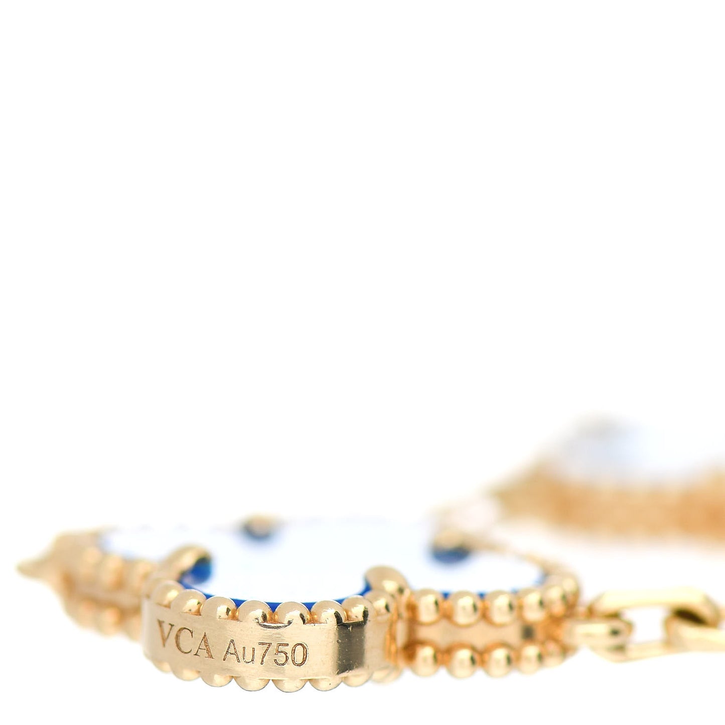 18K Yellow Gold Blue Agate 5 Motifs Vintage Alhambra Bracelet