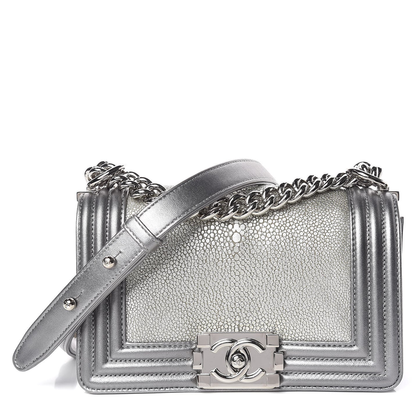 Galuchat Stingray Small Boy Flap Silver