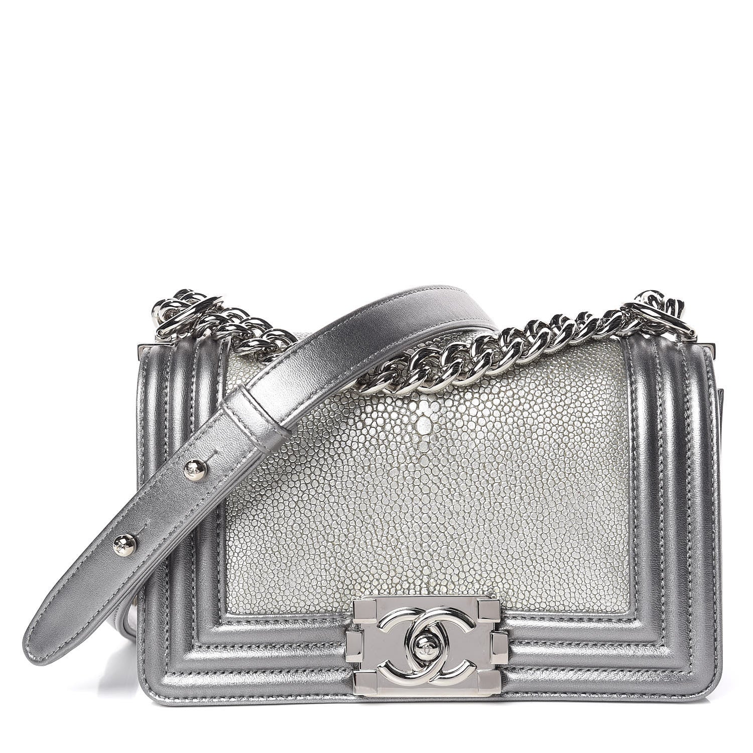 Chanel Galuchat Stingray Small Boy Flap Silver 1 of 10