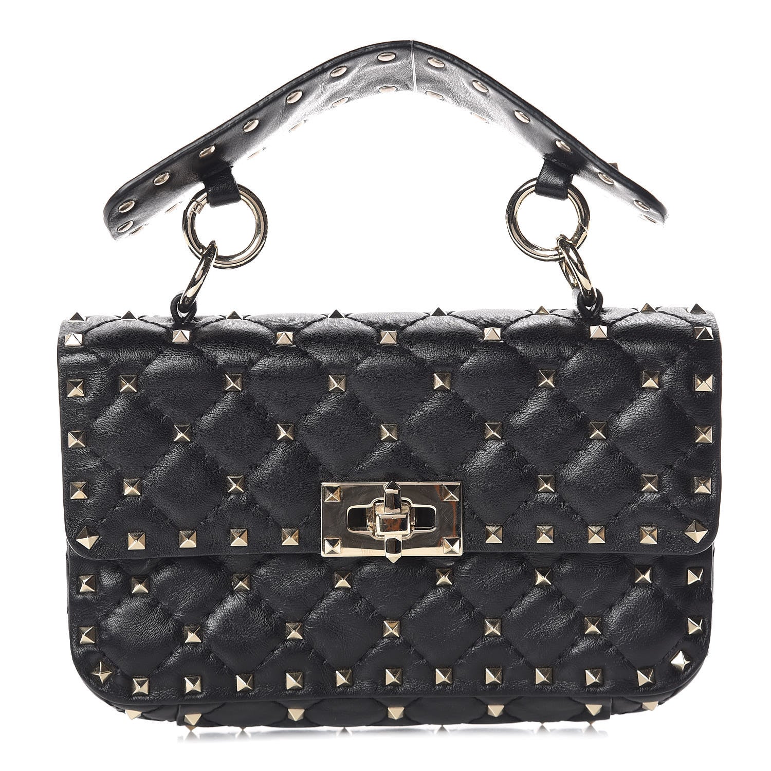 Valentino Garavani Lambskin Small Rockstud Spike Shoulder Bag Black 1 of 8