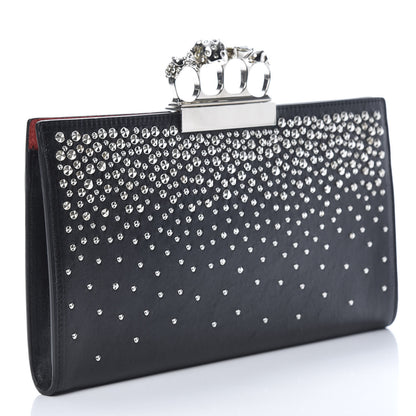 Alexander McQueen Calfskin Studded Knuckle Flat Clutch Black Silver 3 of 8