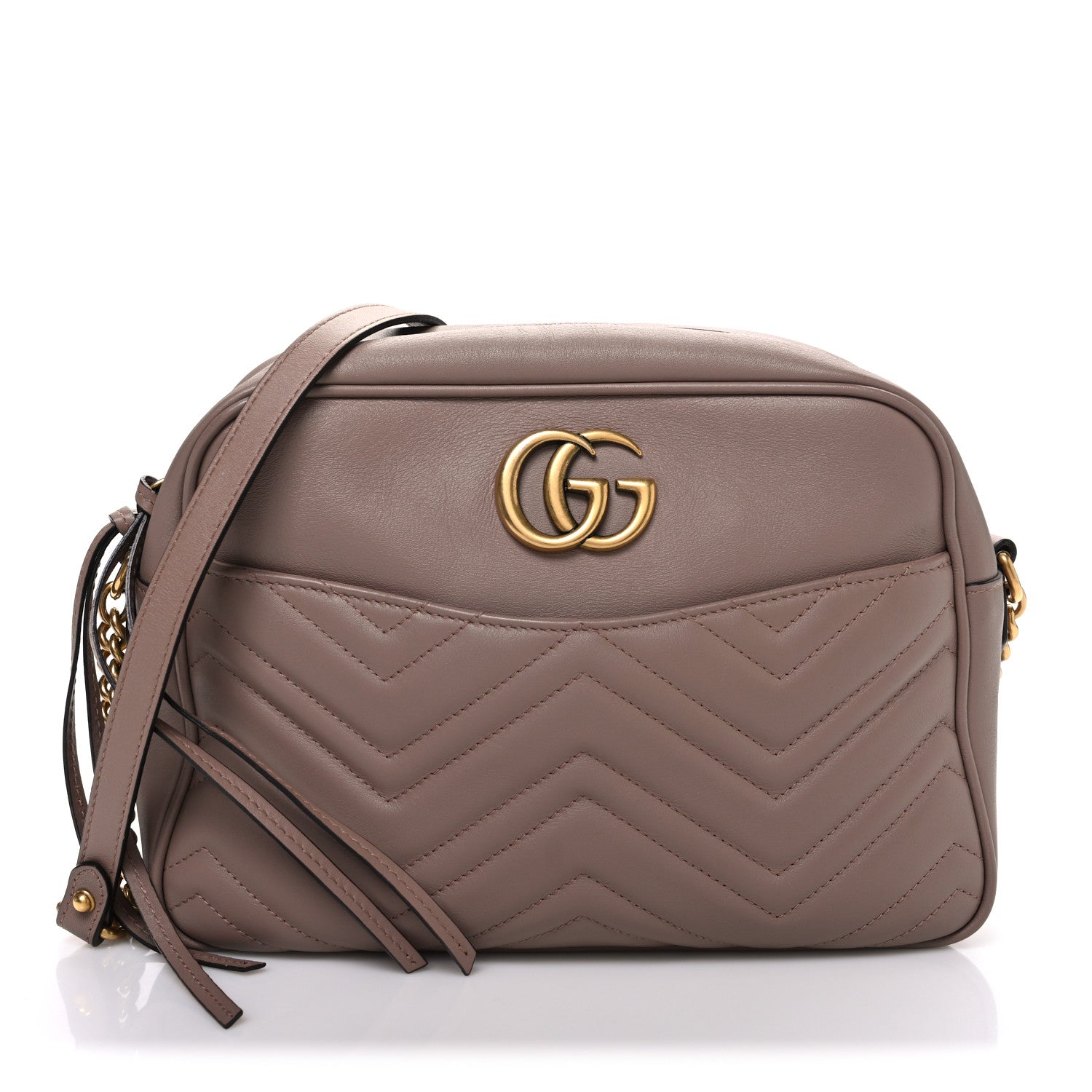 Gucci Calfskin Matelasse Medium GG Marmont Chain Shoulder Bag Porcelain Rose 1 of 10