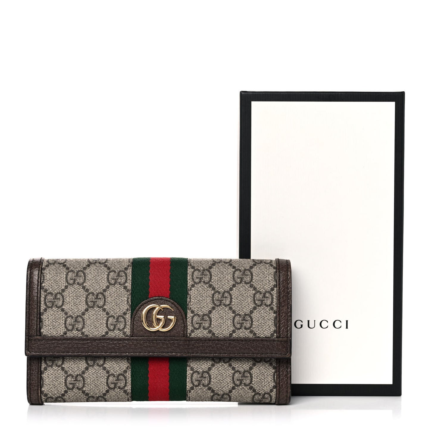 GG Supreme Monogram Web Ophidia Continental Wallet Brown