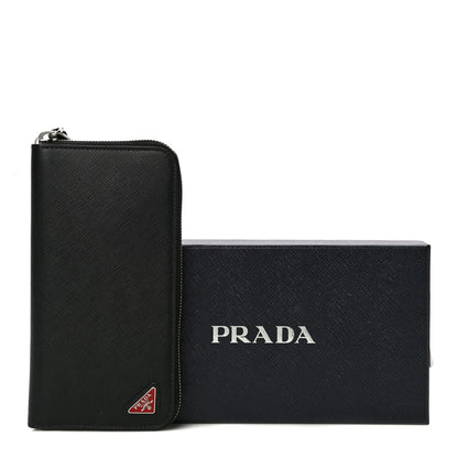 Prada Saffiano Zip Around Portfolio Wallet Black Rosso 10 of 10