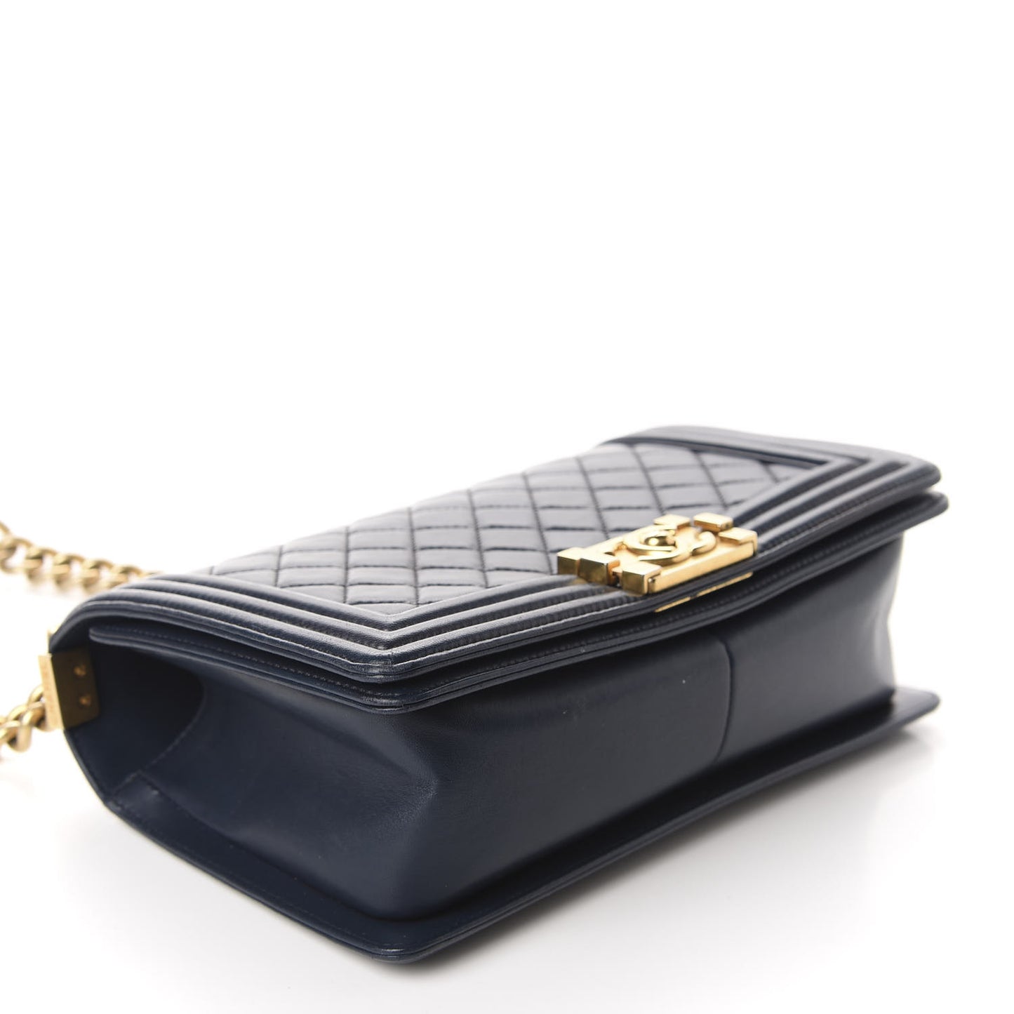 Lambskin Quilted Medium Boy Flap Dark Navy