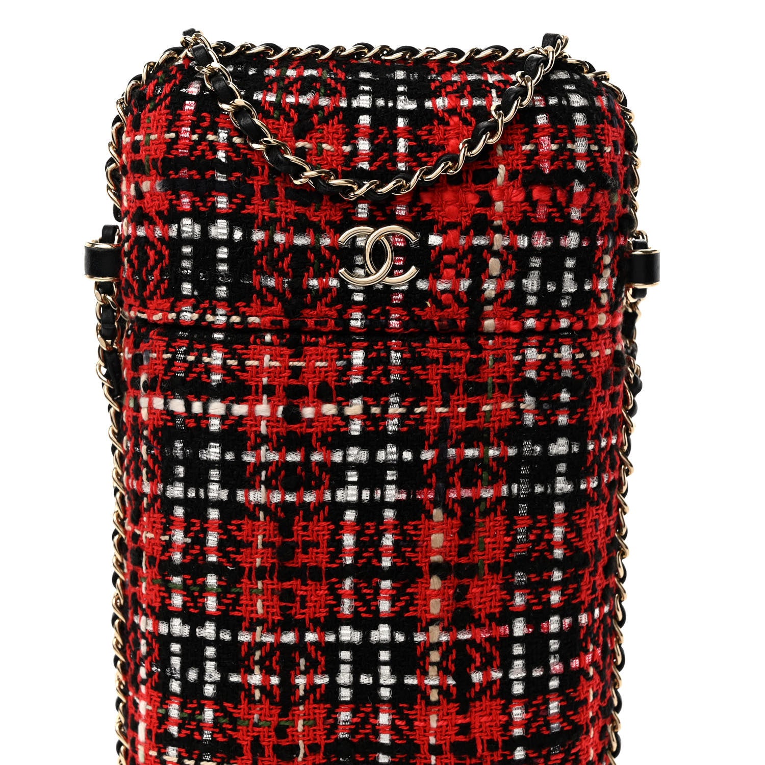 Chanel Tweed Chain Around Phone Holder Red Multicolor 7 of 9