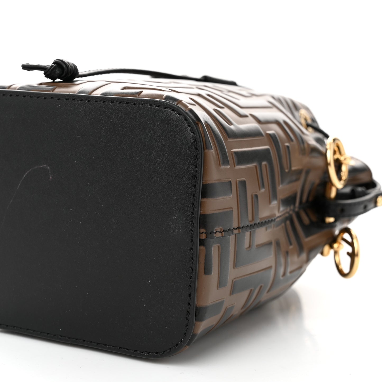 Vitello Liberty F is Fendi Bi-Color FF 1974 Embossed Mini Mon Tresor Bucket Bag Maya Black