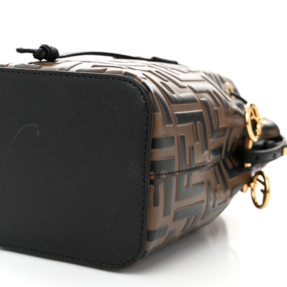 Fendi Vitello Liberty F is Fendi Bi-Color FF 1974 Embossed Mini Mon Tresor Bucket Bag Maya Black 10 of 11