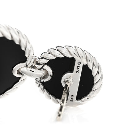 David Yurman Sterling Silver Diamond Black Onyx Elements Double Drop Earrings 4 of 4