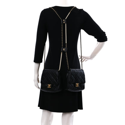 Chanel Lambskin Pearl Quilted Side Packs Black 3 of 12