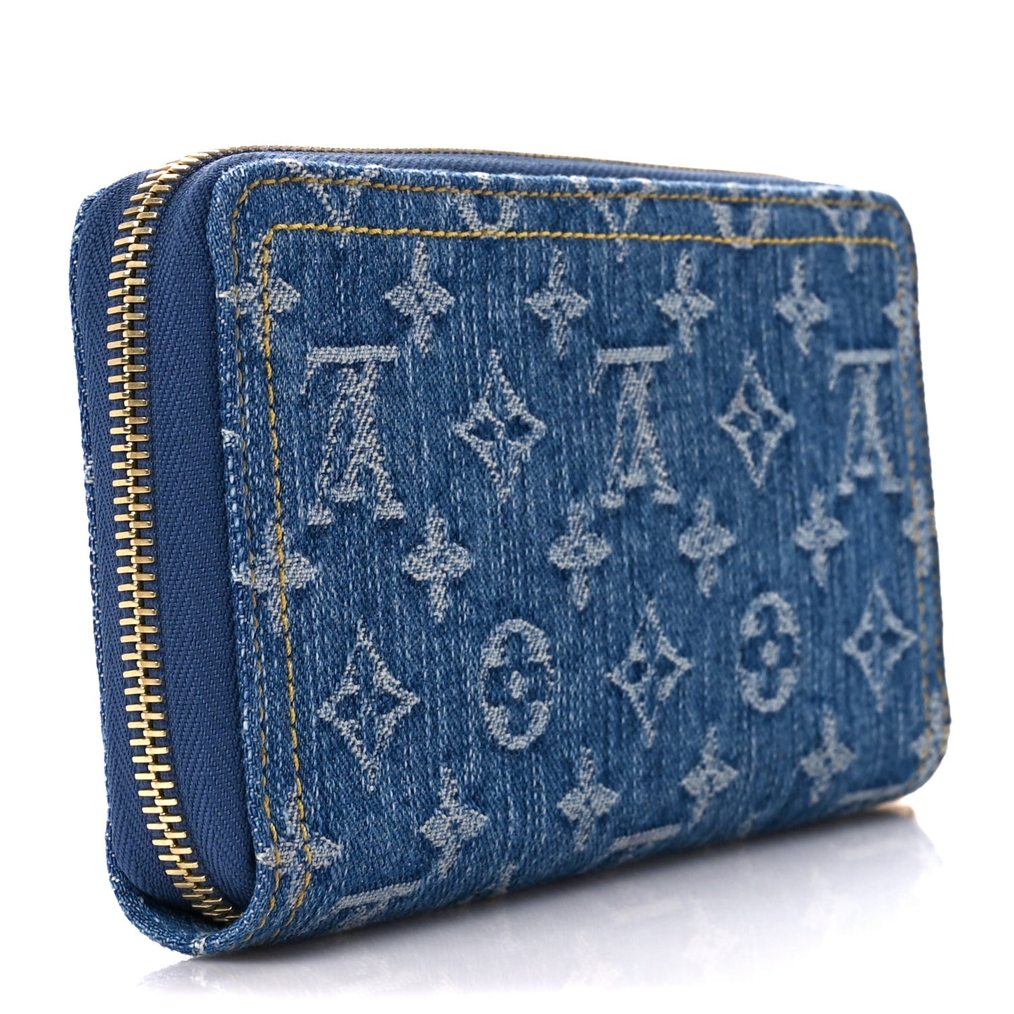 Monogram Denim Zippy Wallet NM Blue