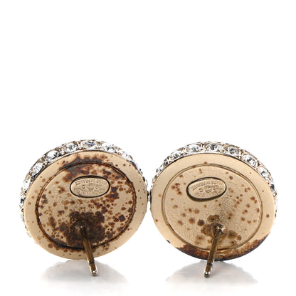 Chanel Resin Crystal Round CC Stud Earrings Rose 5 of 6