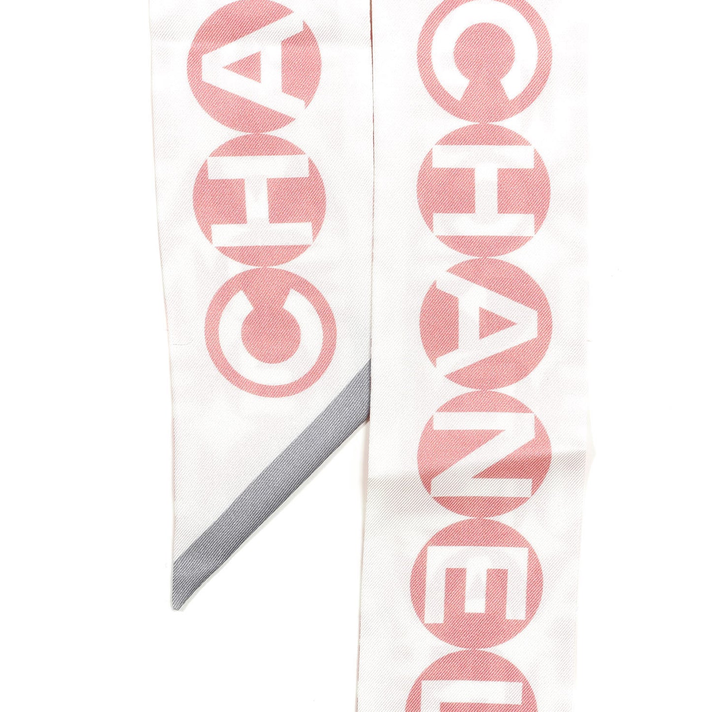 Silk CC Slim Bandeau Scarf Pink Grey