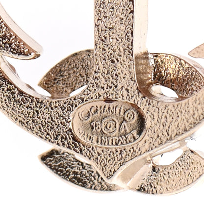 Chanel Crystal CC Anchor Earrings Gold Black Grey 4 of 5