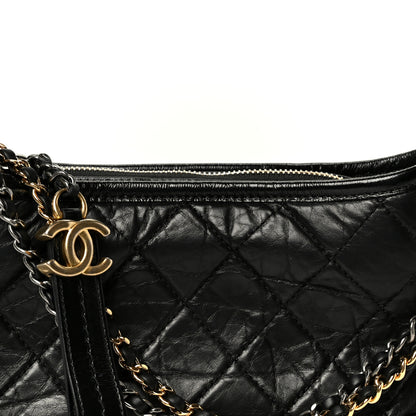 Chanel Aged Calfskin Quilted Small Gabrielle Logo Hobo Black 8 of 10