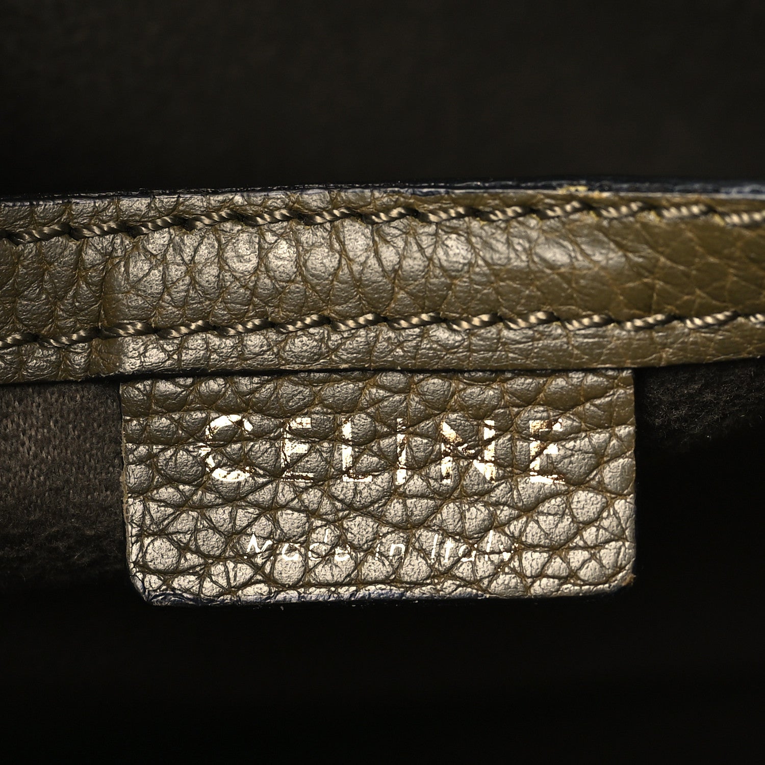 Celine Drummed Calfskin Nano Luggage Dark Olive 6 of 12