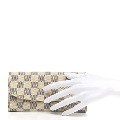 Louis Vuitton Damier Azur Emilie Wallet Rose Ballerine 3 of 9