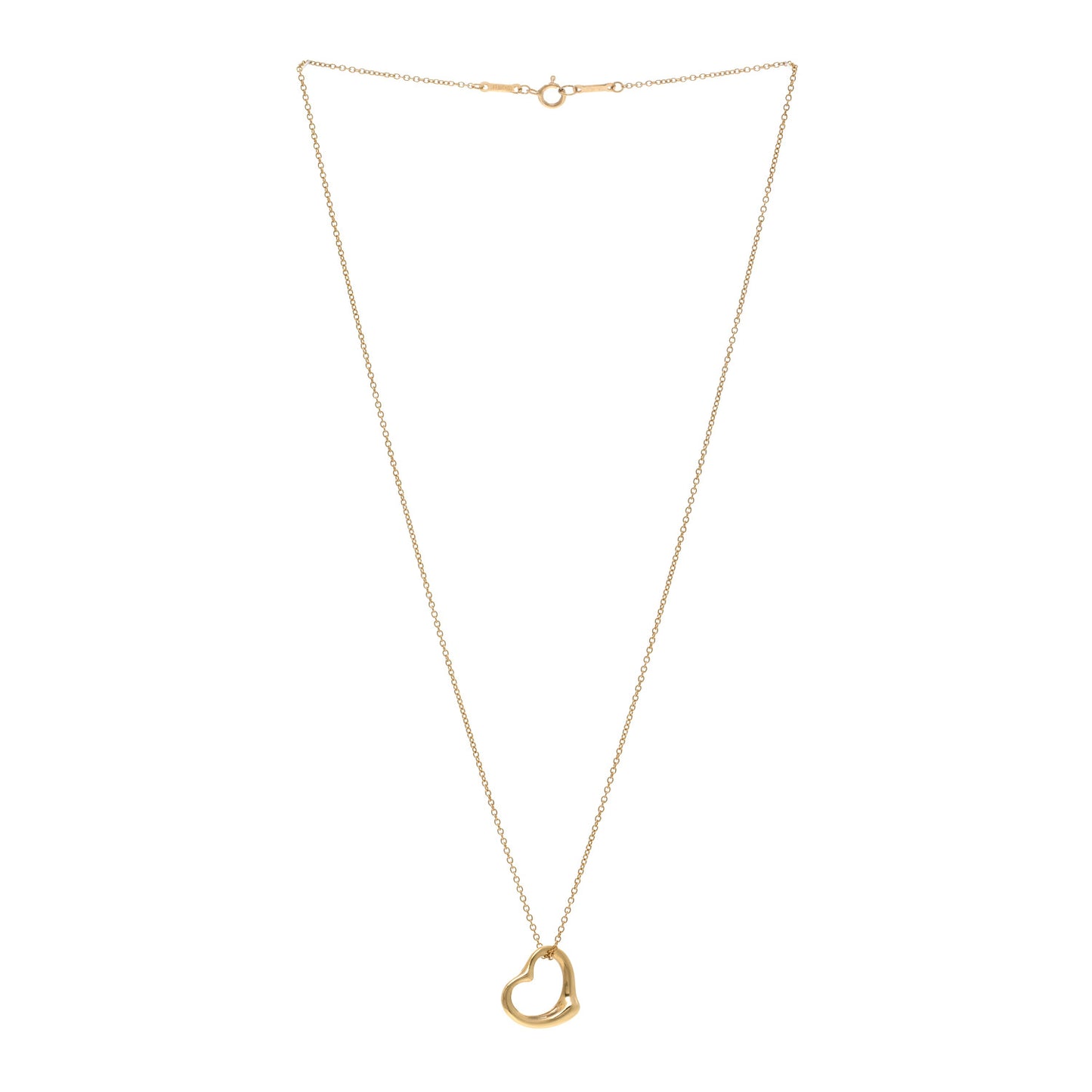 18K Yellow Gold 14mm Elsa Peretti Open Heart Pendant Necklace