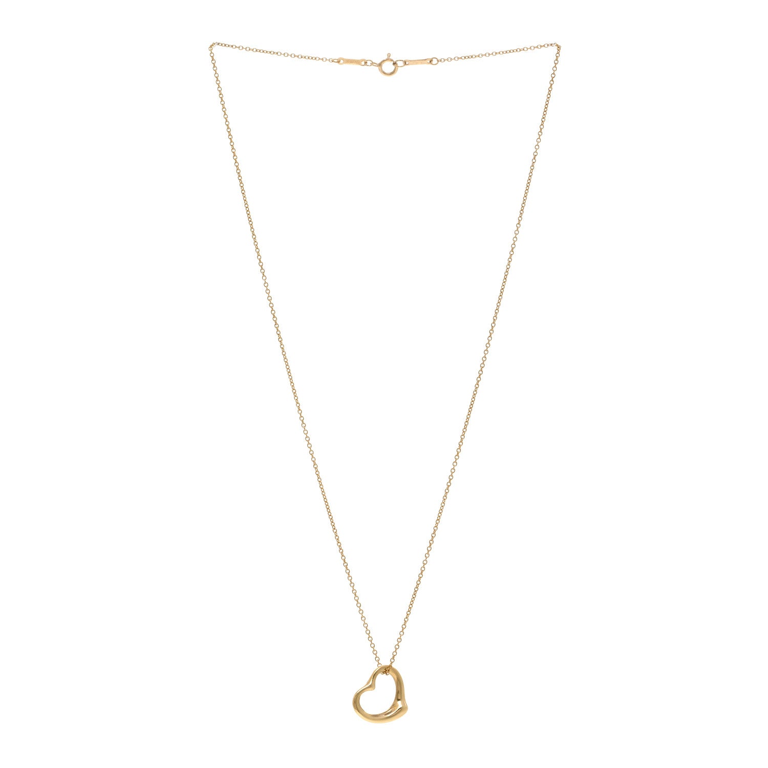 Tiffany 18K Yellow Gold 14mm Elsa Peretti Open Heart Pendant Necklace 3 of 4