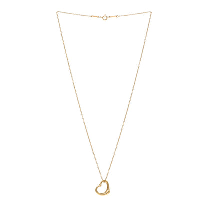 Tiffany 18K Yellow Gold 14mm Elsa Peretti Open Heart Pendant Necklace 3 of 4
