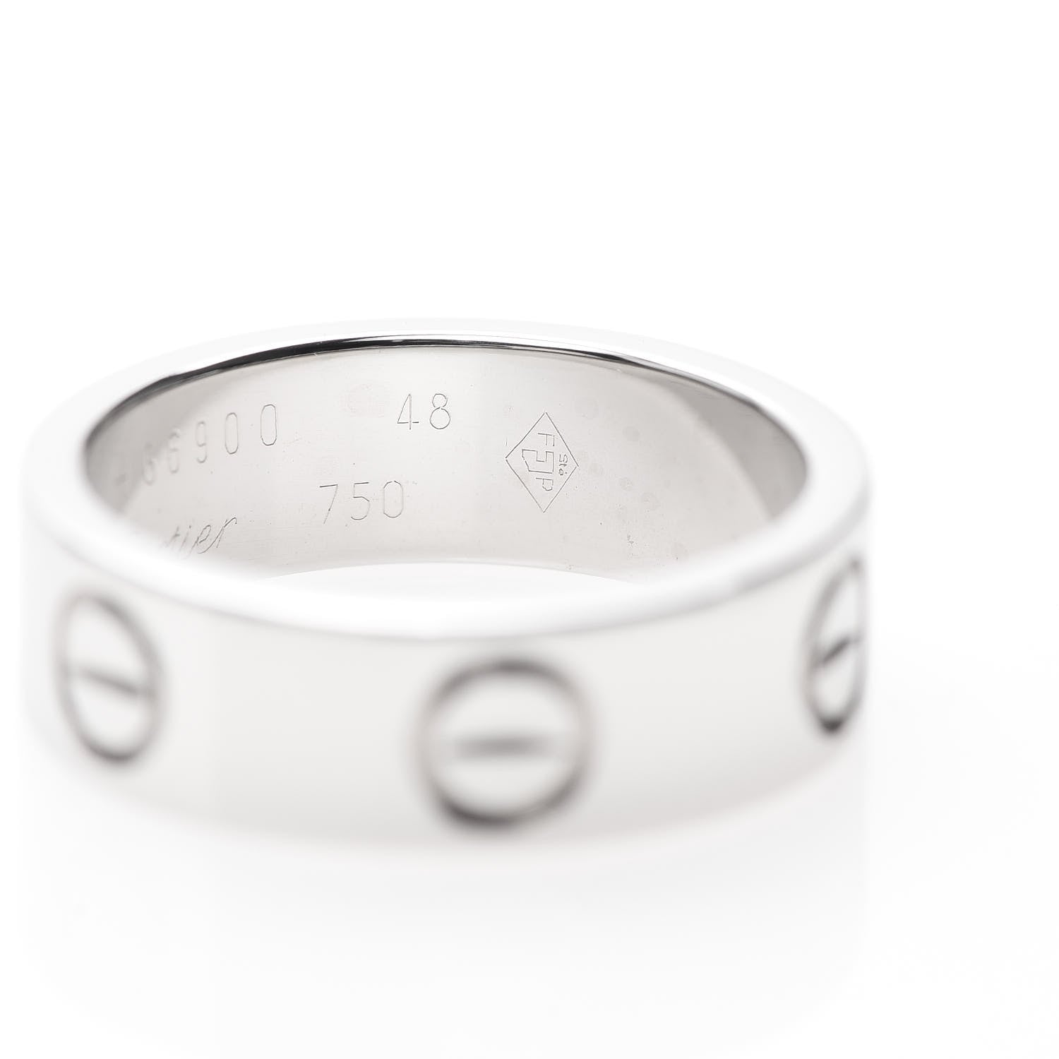 Cartier 18K White Gold 5.5mm LOVE Ring 48 4.5 5 of 5