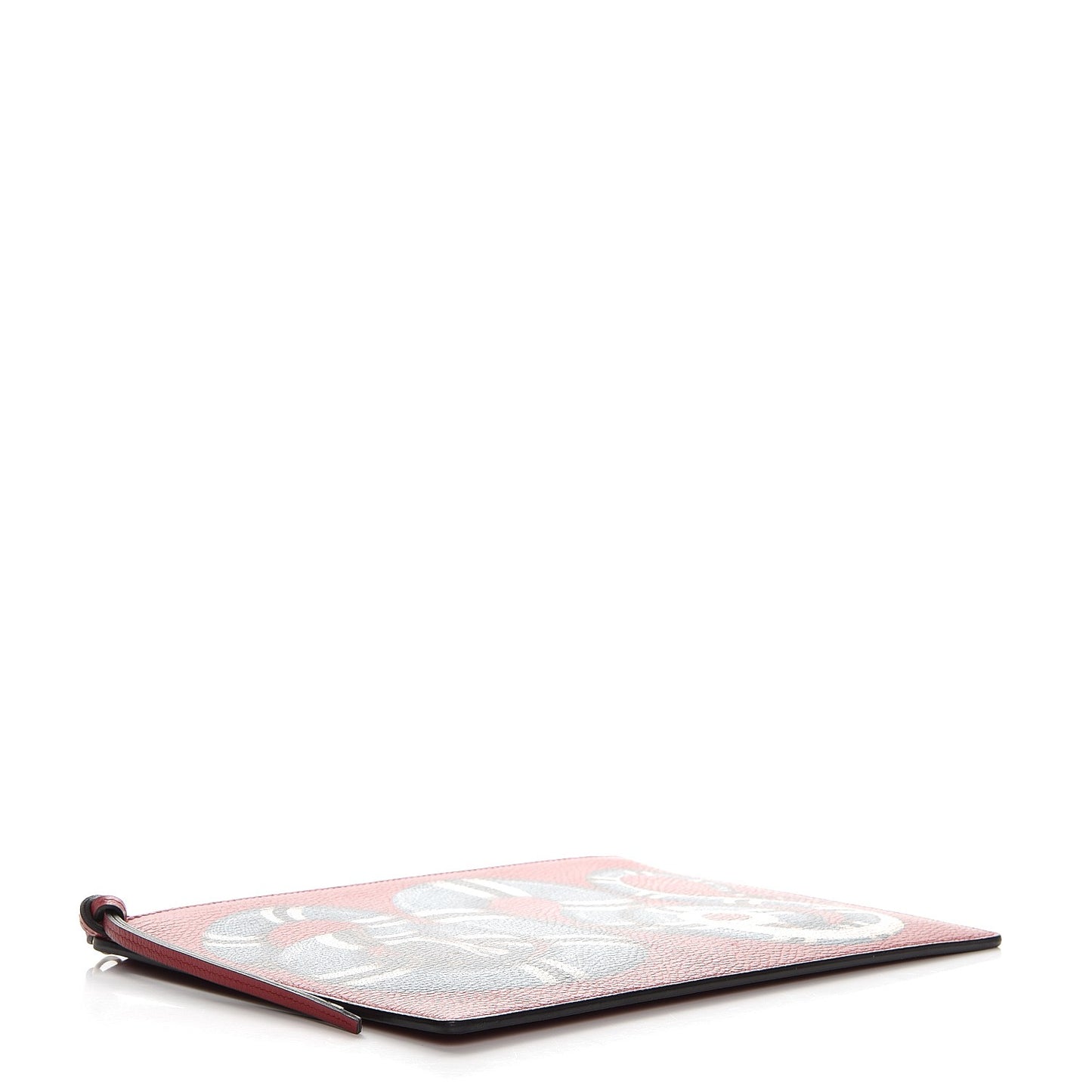 Pebbled Calfskin Kingsnake Print Clutch Red