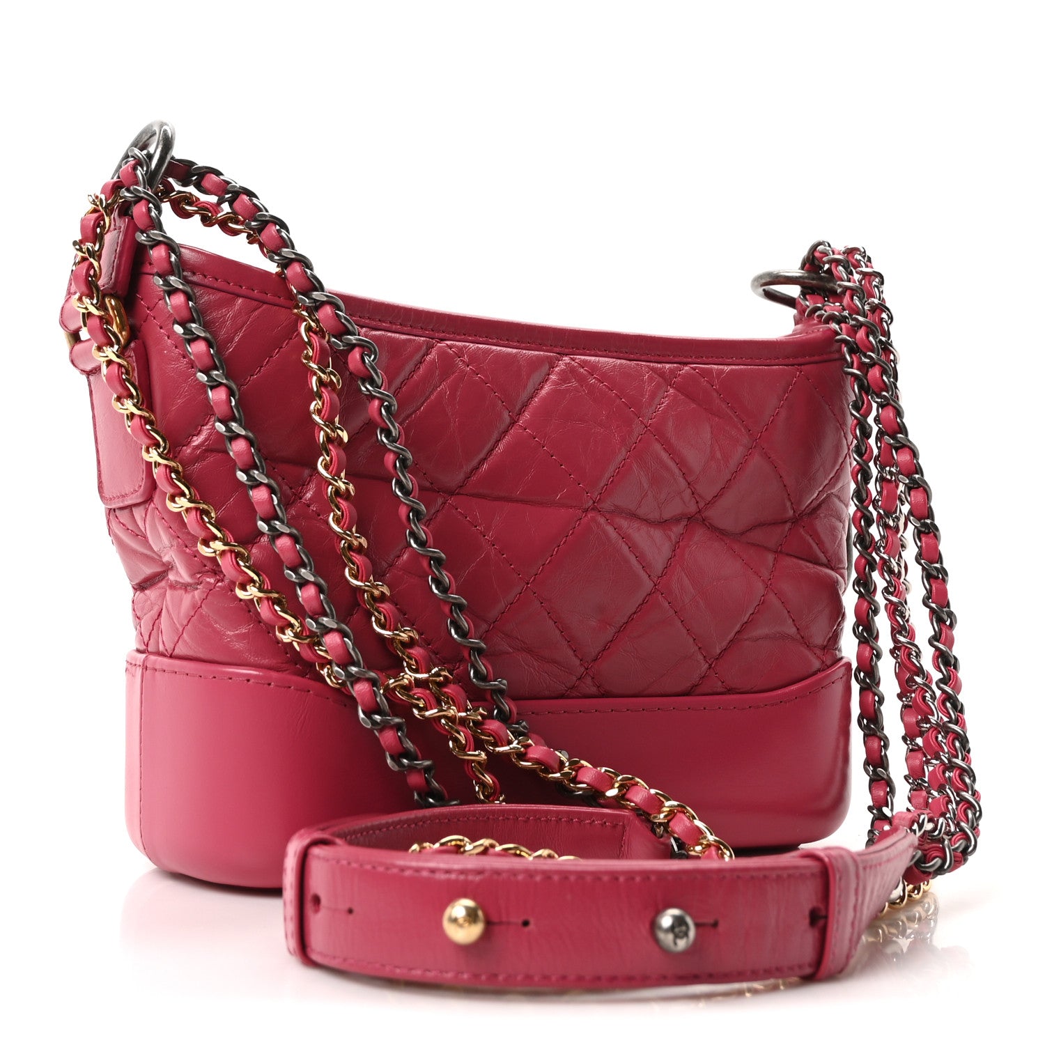 Chanel Aged Calfskin Quilted Small Gabrielle Hobo Fuchsia 3 of 10