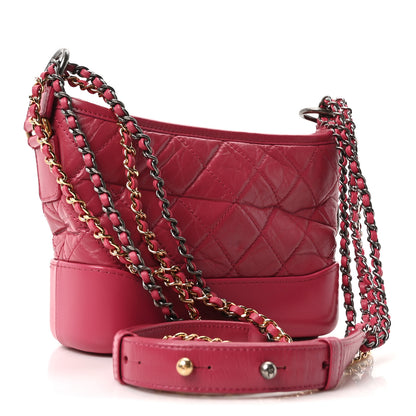 Chanel Aged Calfskin Quilted Small Gabrielle Hobo Fuchsia 3 of 10