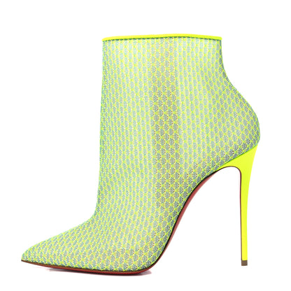 Christian Louboutin Lace Denim Gipsybootie 100 Ankle Boots 40 Jeans Fluo 1 of 6