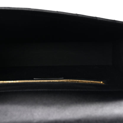 Saint Laurent Grain De Poudre Matelasse Chevron Large Monogram Satchel Black 5 of 9