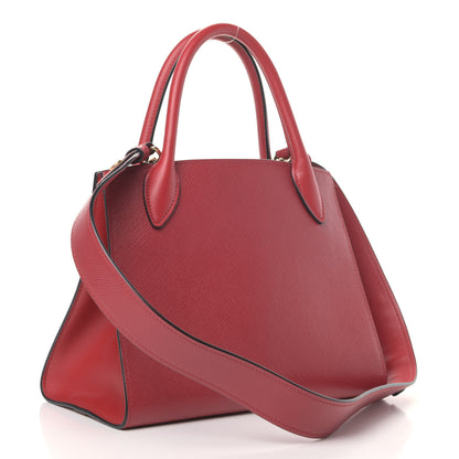Prada Saffiano Cuir Calfskin Small Monochrome Top Handle Tote Fuoco 2 of 4