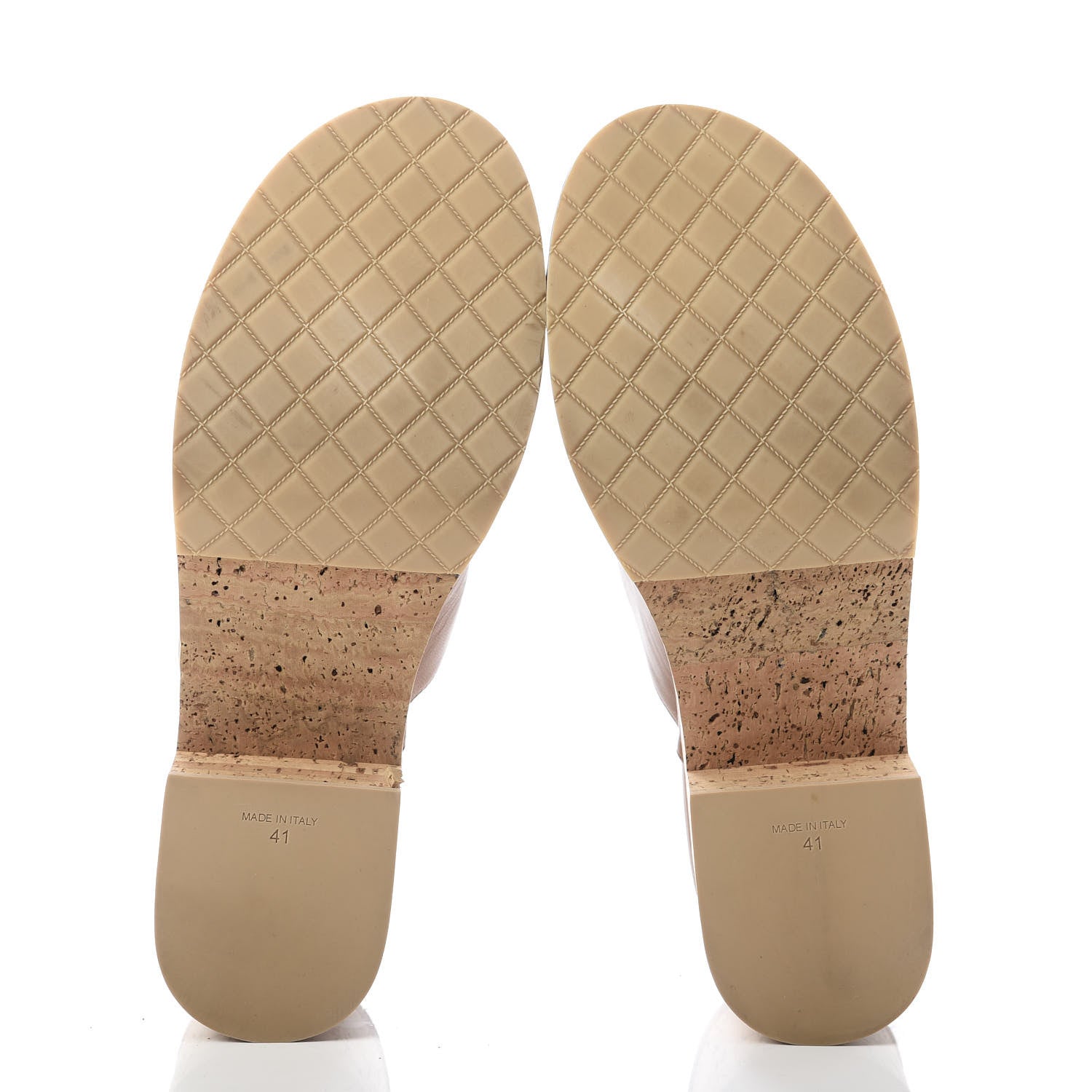 Chanel Calfskin Cork Cap Toe CC Clogs 41 Beige Burgundy 5 of 14