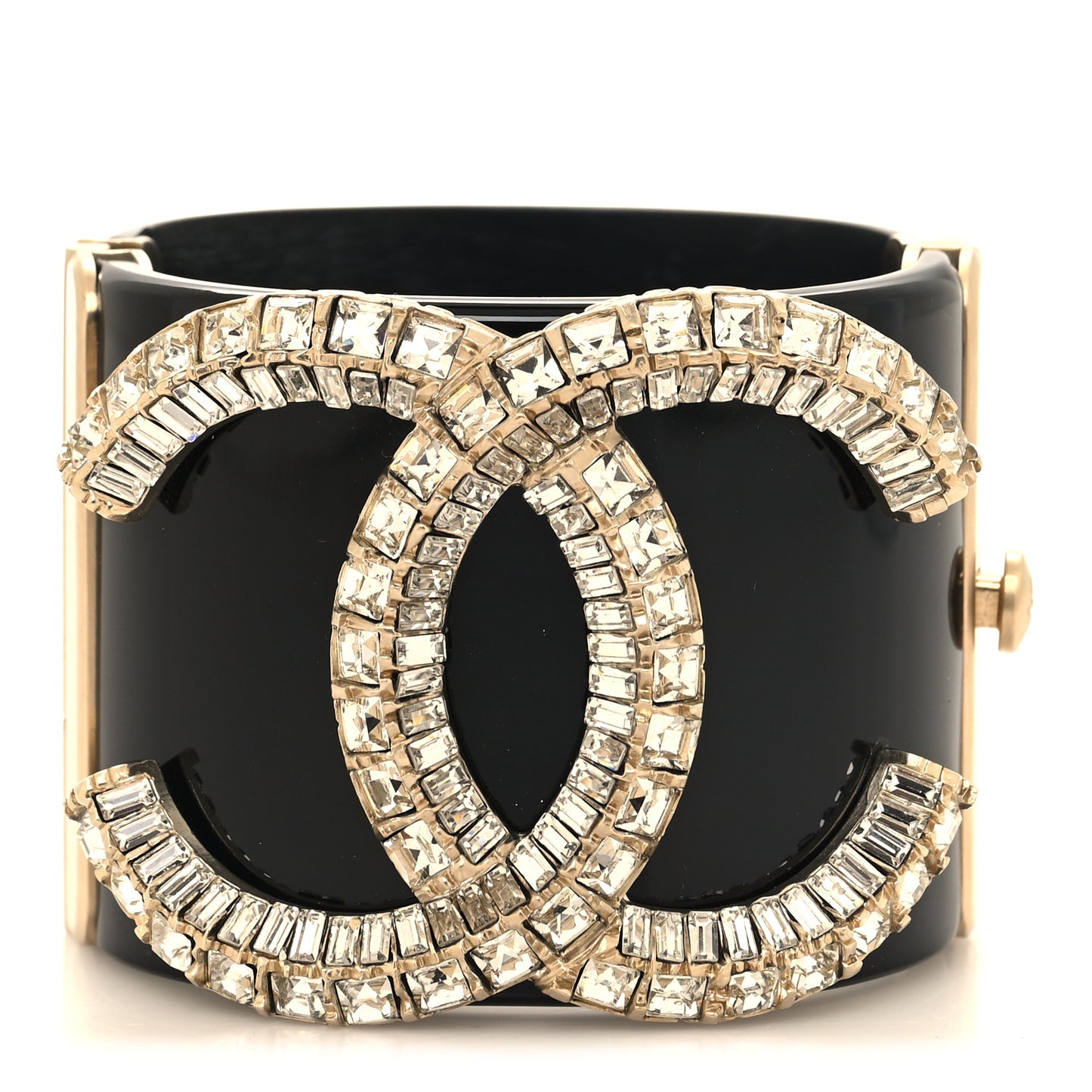 Resin Baguette Crystal CC Cuff Black