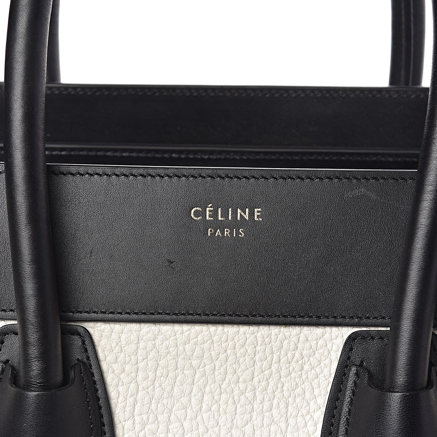 Celine Bullhide Calfskin Mini Bi-Color Luggage Black White 7 of 17