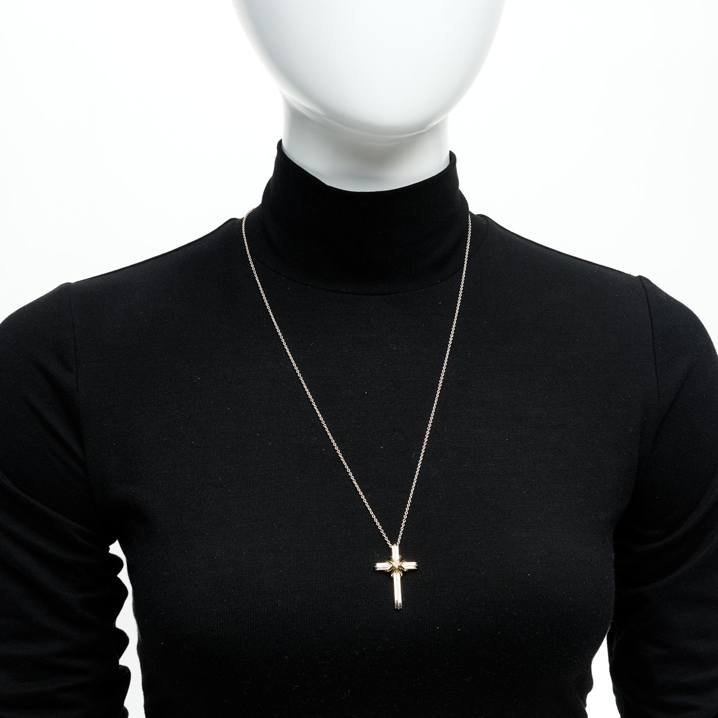 Sterling Silver 18K Yellow Gold Cross Pendant Necklace