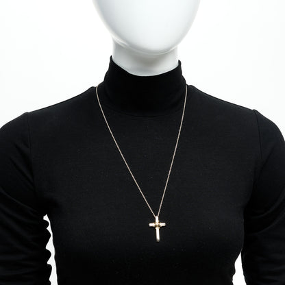 Tiffany Sterling Silver 18K Yellow Gold Cross Pendant Necklace 2 of 5