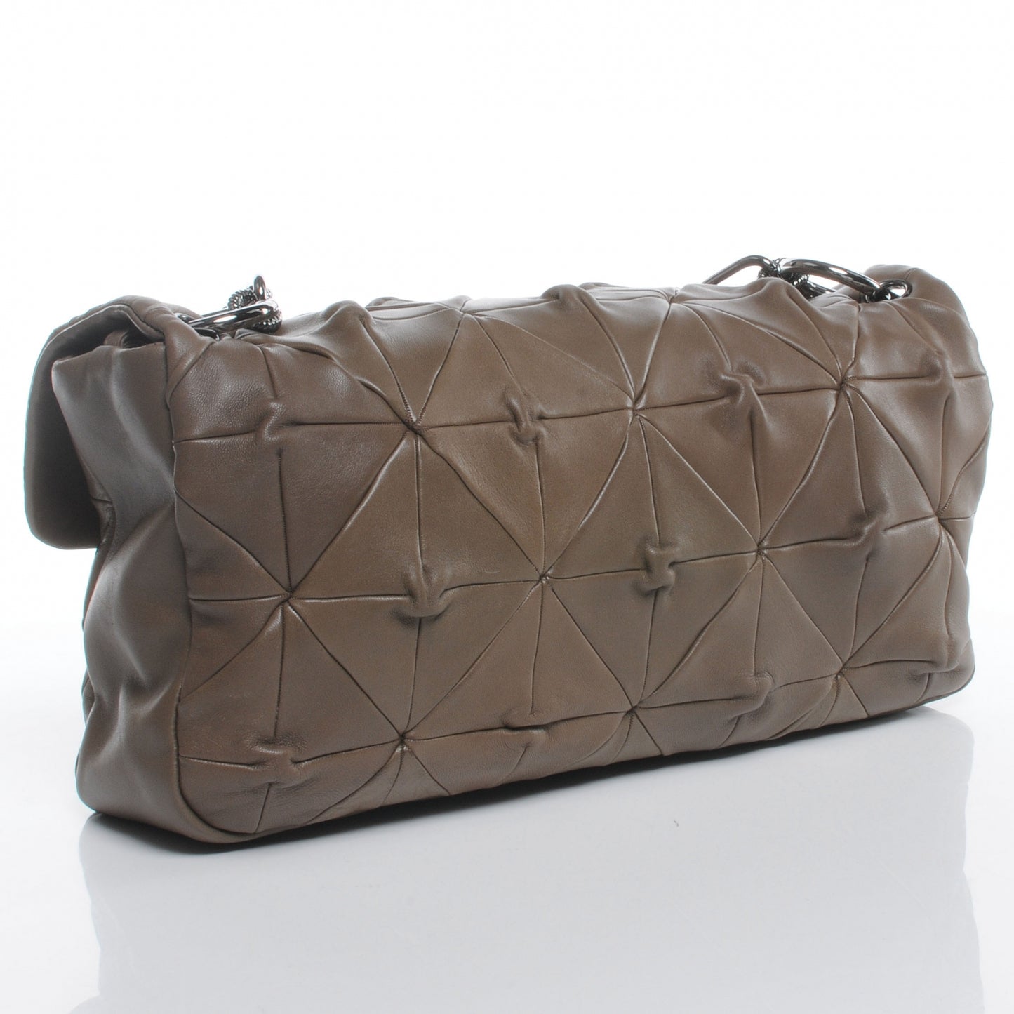Lambskin Quilted Jumbo Origami Flap Taupe