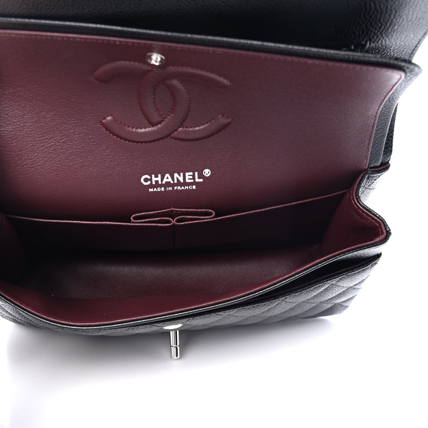 Caviar Quilted Medium Double Flap Black