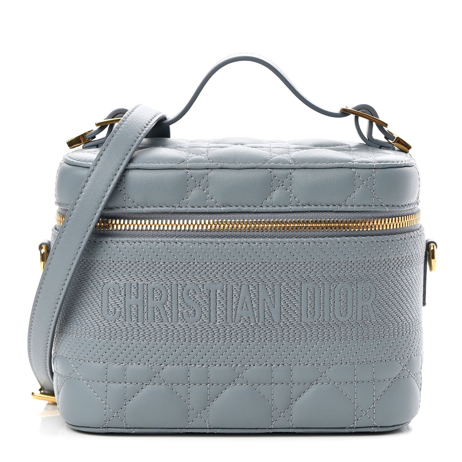 Christian Dior Lambskin Cannage Small Diortravel Vanity Case Cloud Blue 1 of 8